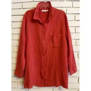 Belle by Kim Gravel Cotton Gauze Summer Night Big Shirt- Terra‎ Cotta -Size XL